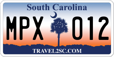 SC license plate MPX012