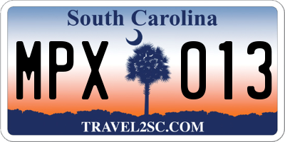SC license plate MPX013