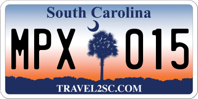 SC license plate MPX015
