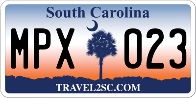 SC license plate MPX023