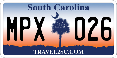 SC license plate MPX026