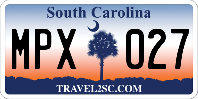SC license plate MPX027