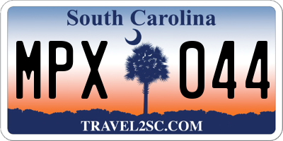 SC license plate MPX044