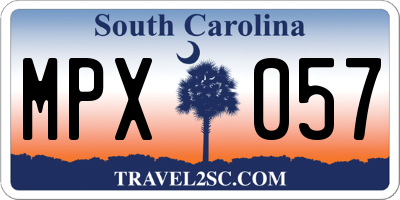 SC license plate MPX057
