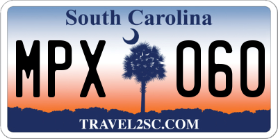 SC license plate MPX060