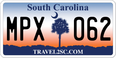 SC license plate MPX062