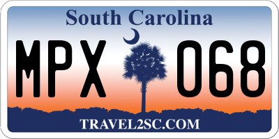 SC license plate MPX068
