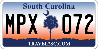 SC license plate MPX072