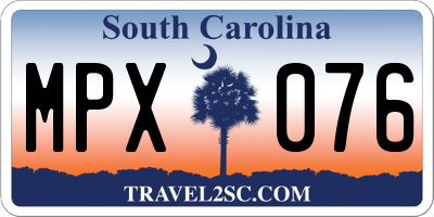 SC license plate MPX076
