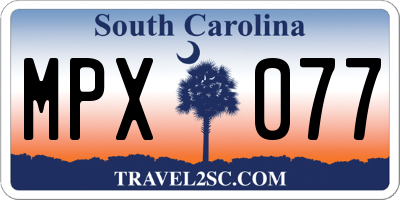 SC license plate MPX077