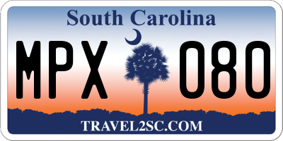 SC license plate MPX080