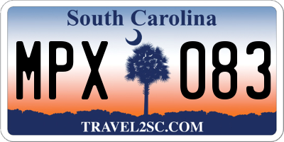 SC license plate MPX083