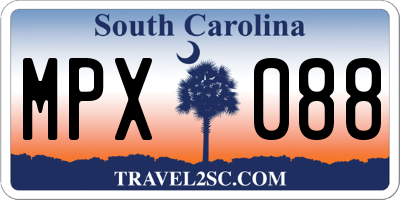 SC license plate MPX088
