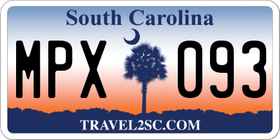 SC license plate MPX093