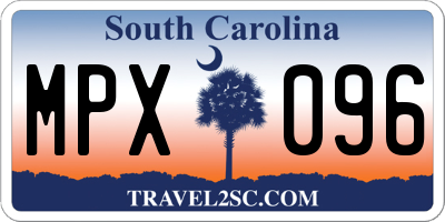 SC license plate MPX096