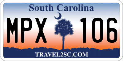 SC license plate MPX106