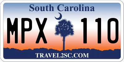 SC license plate MPX110