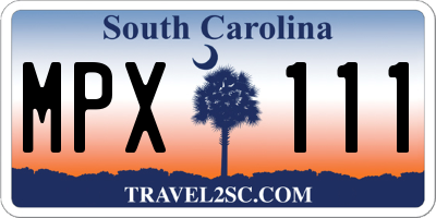 SC license plate MPX111
