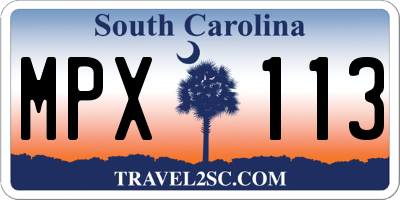 SC license plate MPX113