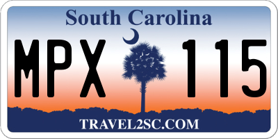 SC license plate MPX115
