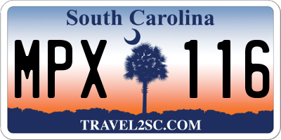 SC license plate MPX116