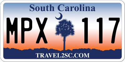SC license plate MPX117