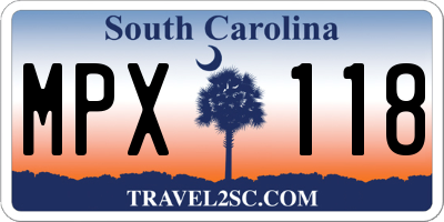 SC license plate MPX118