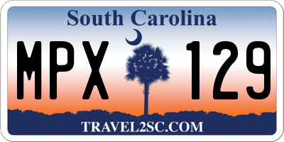 SC license plate MPX129