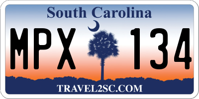 SC license plate MPX134
