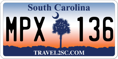 SC license plate MPX136