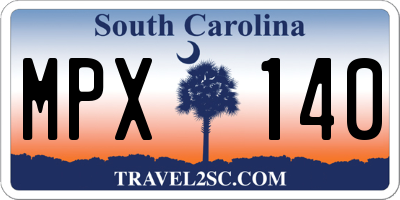 SC license plate MPX140