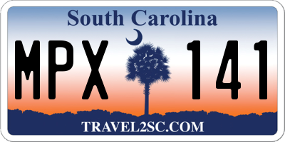 SC license plate MPX141