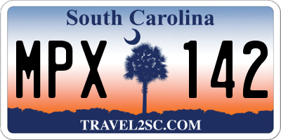 SC license plate MPX142