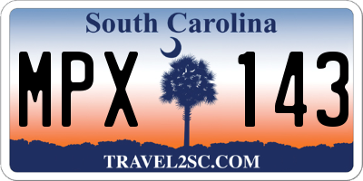 SC license plate MPX143