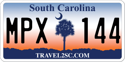 SC license plate MPX144