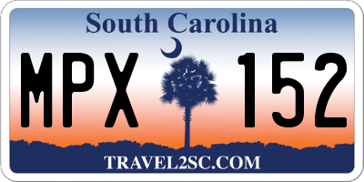 SC license plate MPX152