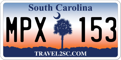 SC license plate MPX153