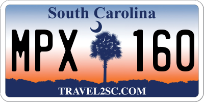 SC license plate MPX160