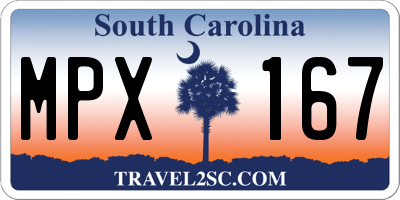 SC license plate MPX167