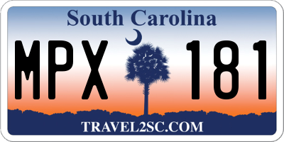 SC license plate MPX181
