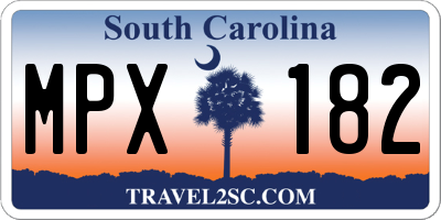 SC license plate MPX182