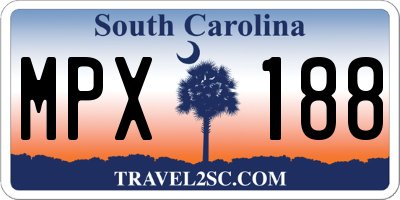 SC license plate MPX188