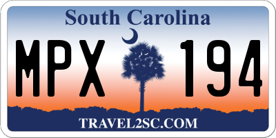 SC license plate MPX194