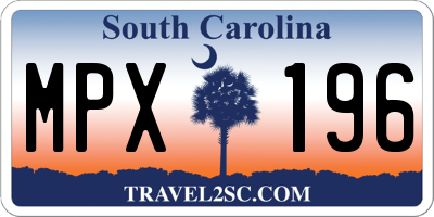 SC license plate MPX196