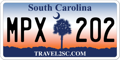 SC license plate MPX202