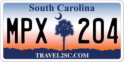 SC license plate MPX204