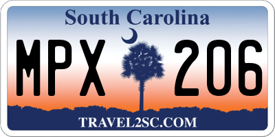 SC license plate MPX206