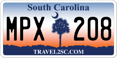 SC license plate MPX208