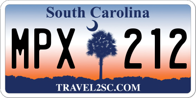 SC license plate MPX212