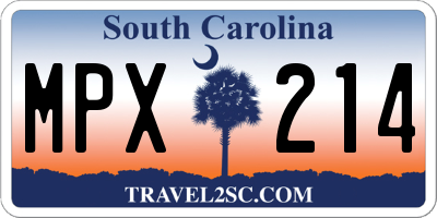 SC license plate MPX214